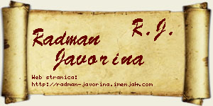 Radman Javorina vizit kartica